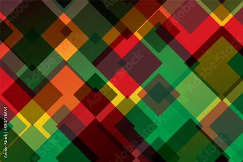 Avant Garde Style Background with Rastafarian Ethiopian Colours Random Size Lozenges Making Patchwork Visual Effect - Green Red and Yellow on Backdrop - Wallpaper Graphic Design photo