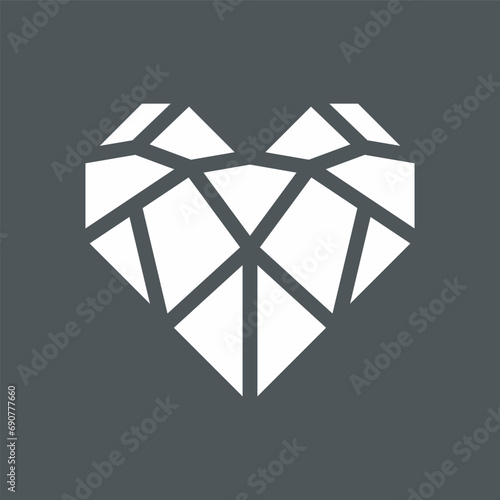 Geometric heart cartoon origami quality vector illustration cut