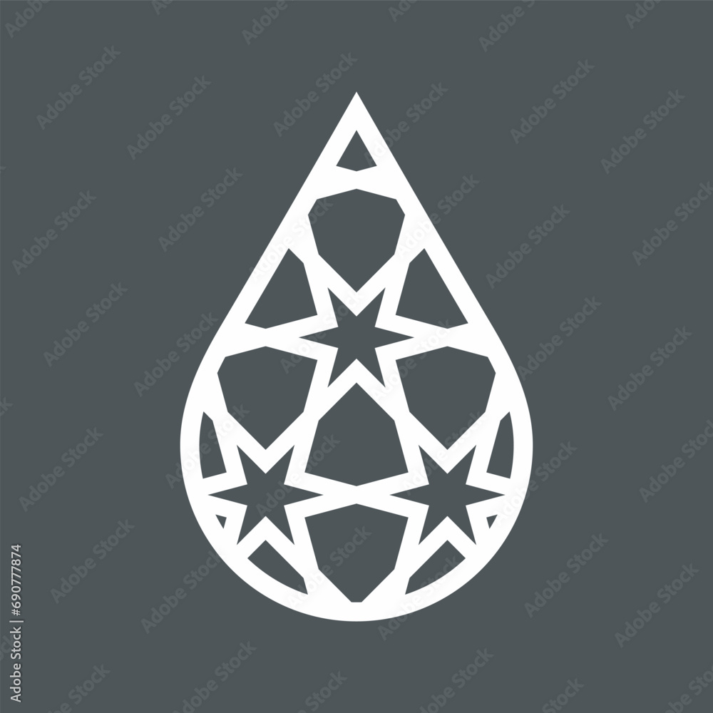 Water drop arabic stars droplet raindrops icon illustration cut Water drop arabic stars droplet raindrops icon illustration cut