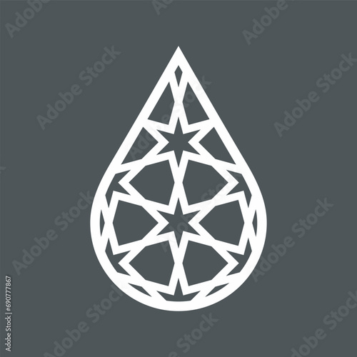 Water drop arabic star droplet raindrops icon illustration cut