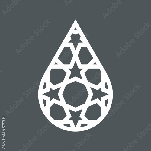 Water drop arabic stars droplet raindrops icon illustration cut