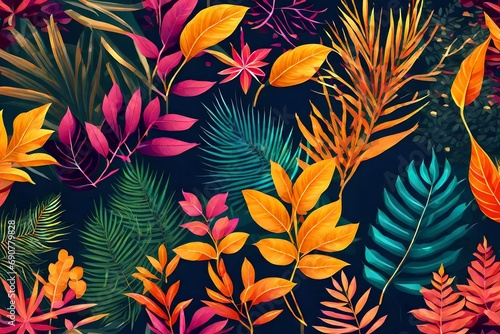 Colorful poster of leaves background vector illustration