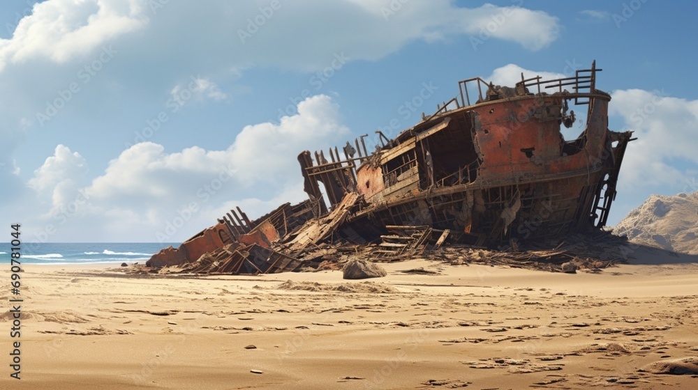 An abandoned relic from the past, swallowed by the sands of a forgotten beach