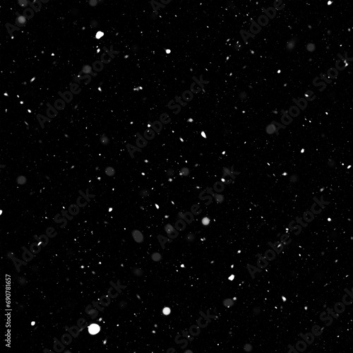 Snow overlay. Christmas snow isolated on black background. Snowflakes. Falling snowflakes