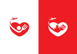 love dengan fork logo design. food travel symbol icon vector graphic.	
