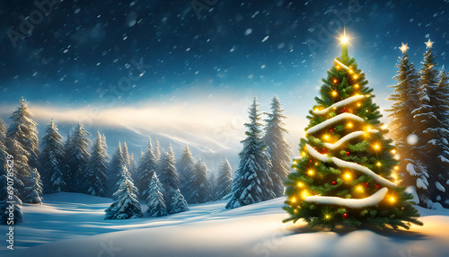 Delicate elegant 3D background template with Christmas tree on a beautiful background, Merry Christmas and Happy New Year © Perecciv