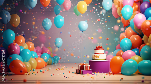 Bright and Colorful Birthday Party Mockup