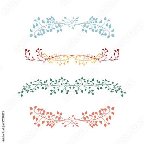 Ivy vine design element, chapter underline, floral wedding invitation border or title underline, fancy leaves pattern vector