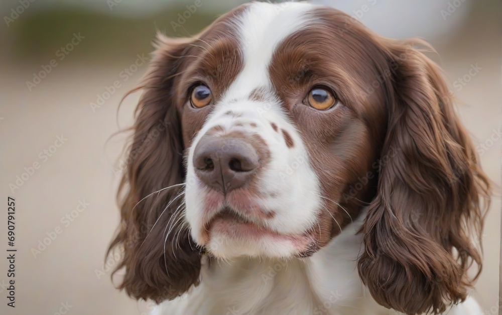 Primer plano de perro de raza  Springer Spaniel 