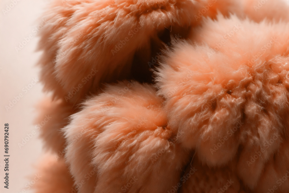Small balls of wool, the color of peach fuzz. Small balls of wool, the color of peach fuzz.