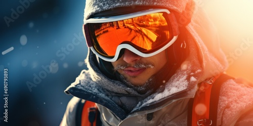 Snowboarder in Winter Gear Ready for Slopes