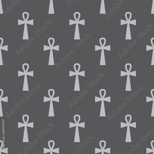 Egyptian ankh symbol seamless pattern. Vector illustration. © Alexandra