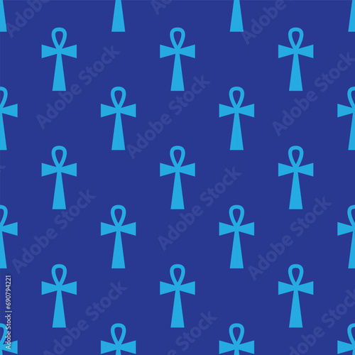 Egyptian ankh symbol seamless pattern. Vector illustration.