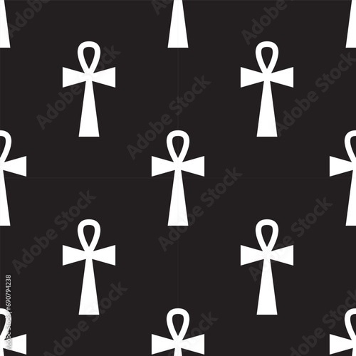 Egyptian ankh symbol seamless pattern. Vector illustration.