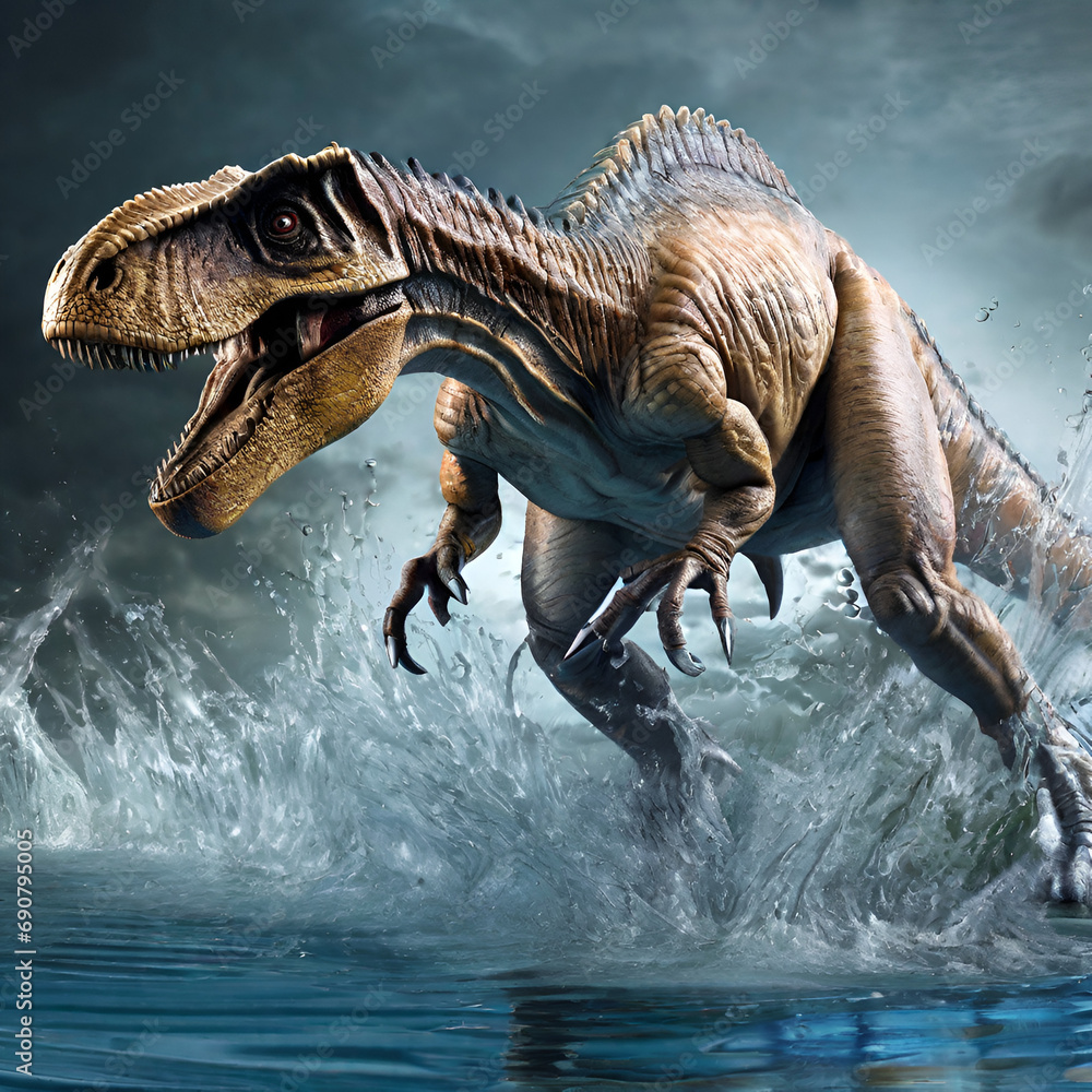 Naklejka premium dinosaur in the water