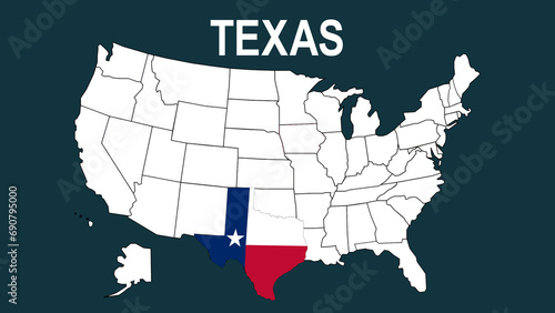 United States map with Texas highlighted.