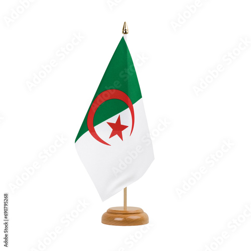 Algeria Flag, small wooden algerian table flag, isolated, alpha channel transparency, png