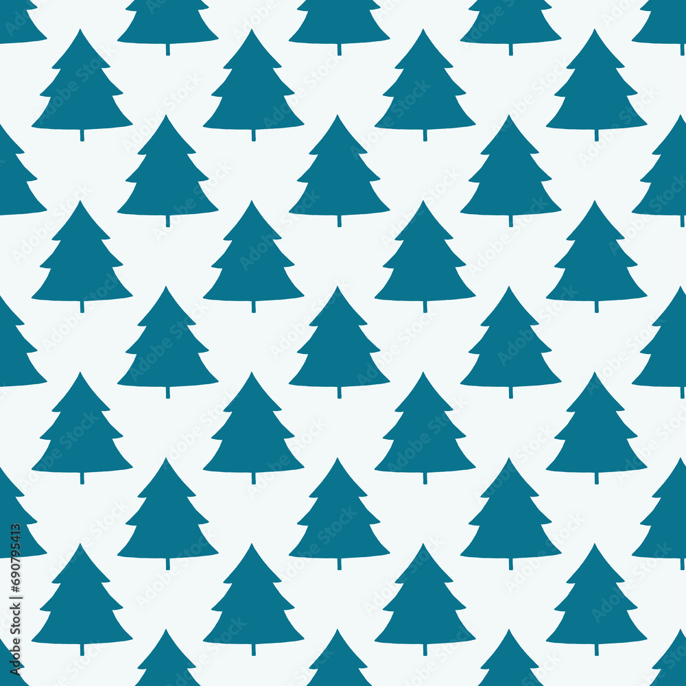 Christmas background with green trees on a white background. Seamless pattern.For textiles, gift wrapping. Christmas background with green trees on a white background. Seamless pattern.For textiles, gift wrapping.
