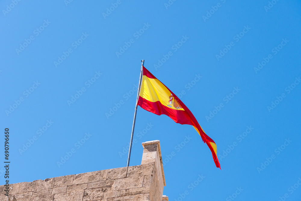 Valencia, Spain -September 23th, 2023:
Prosea Flag Spain A With Shield (Rojigualda).