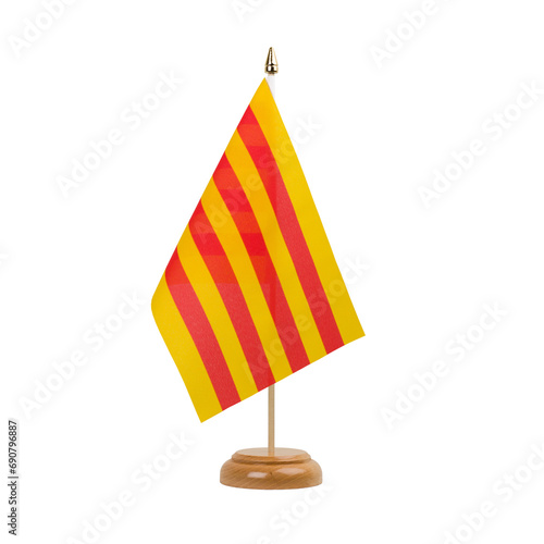 Schilderij op canvas Catalonia Flag, small wooden catalan, catalonian table flag, isolated, alpha cha