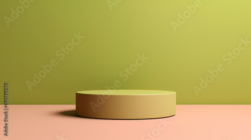 3D rendering green round product booth  podium  stage  product commercial photography background  product cosmetic display