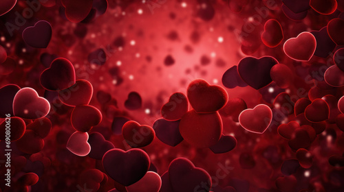 Red blood cells in shape of hearts - love is in our veins concept