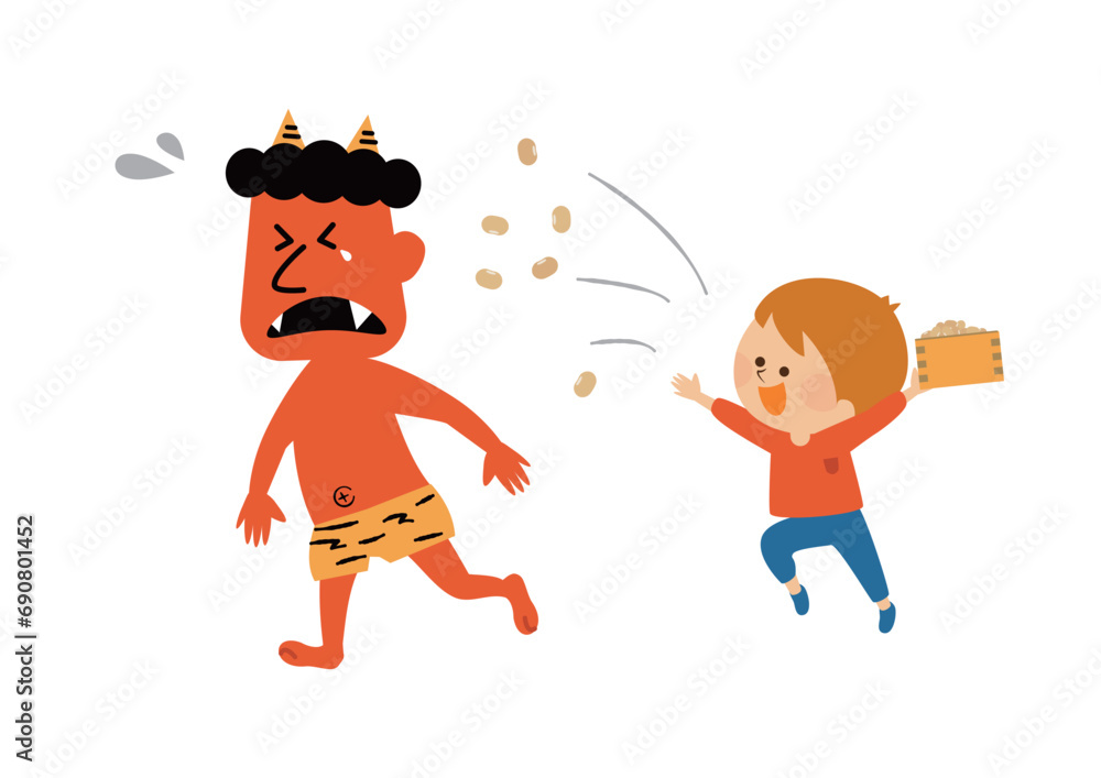 節分 鬼と子供のイラスト素材 節分 鬼と子供のイラスト素材