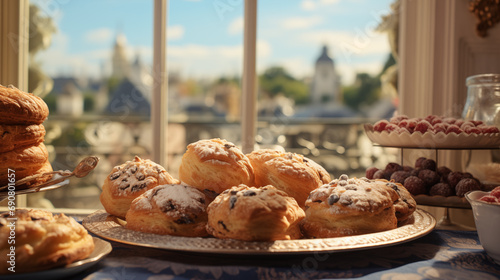 showwindow of a britishh bakery with scones photo