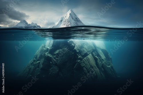 iceberg under and above the water