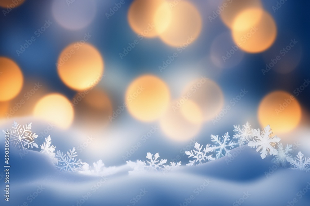 Naklejka premium Yellow garland light boche above snow surface