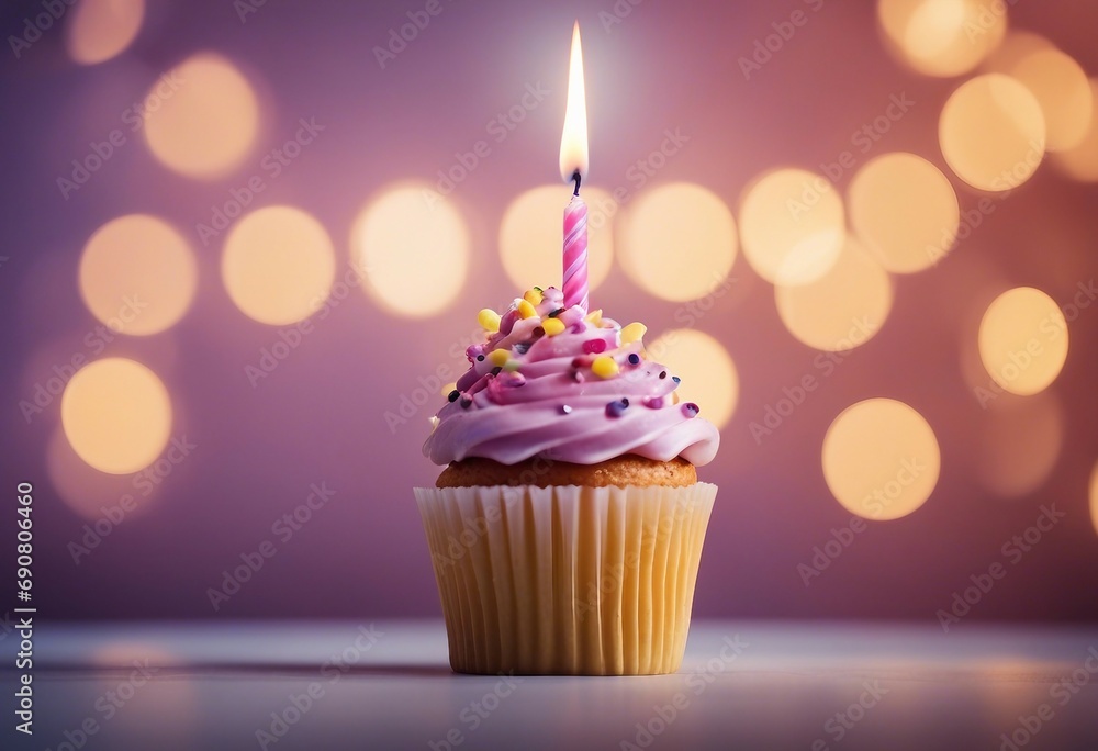 Birthday Cupcake With One Candle