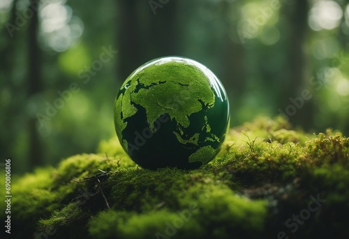 Green Globe On Moss - Environmental Concept © ArtisticLens