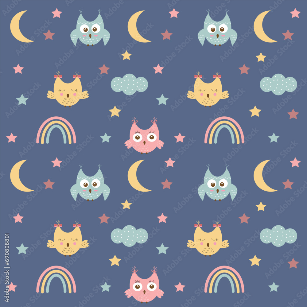 seamless  background pattern with owls