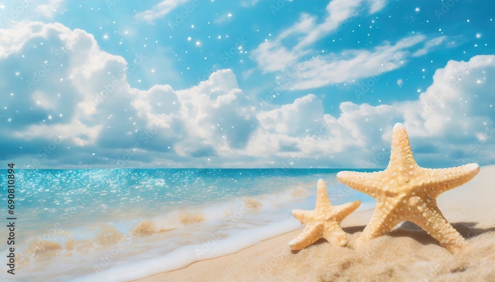 Concept of summertime on beach. Blue sky Concept of summertime on beach. Blue sky