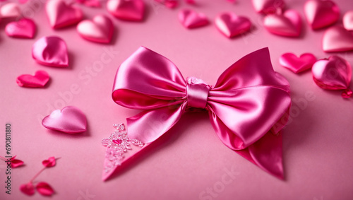 Silk bow, heart, beautiful background anniversary