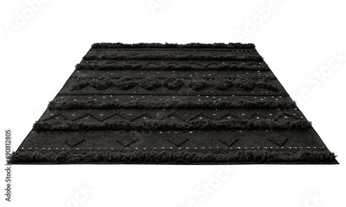 Black bohemian rug with high pile. 3d render