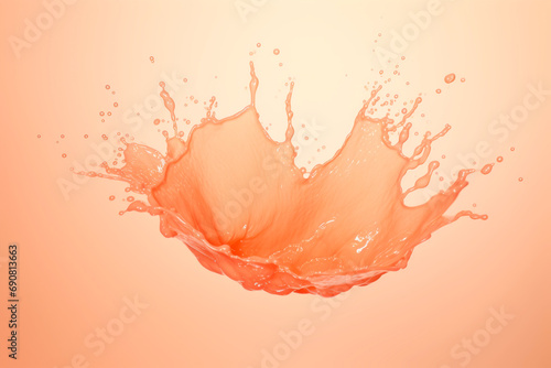 Peach colored abstract monochrom gradient background with liquid juice splashes photo