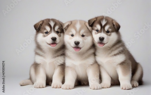 Cachorros de raza husky siberiano sobre fondo blanco  photo