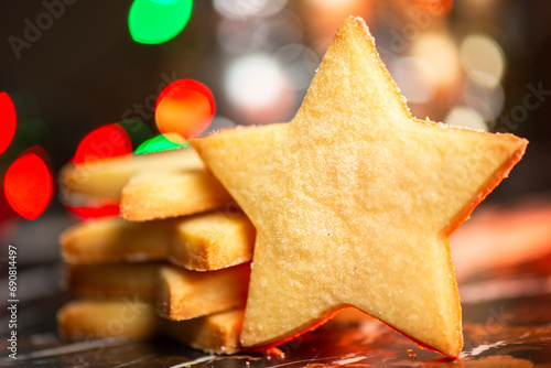Photography Melt in your mouth Christmas Shortbread Cookies shaped as a star and dusted with castor sugar