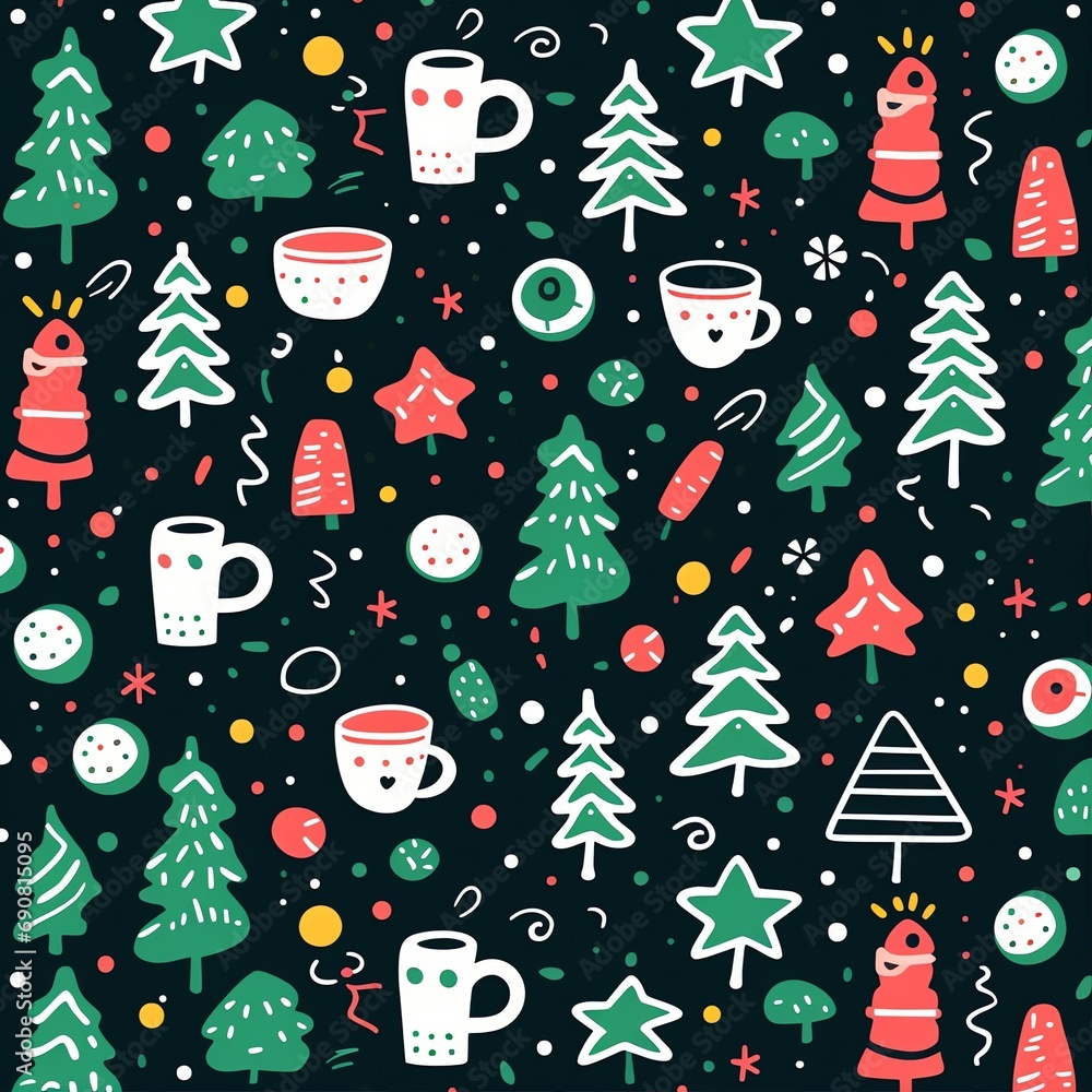 simple seamless doodle Christmas themed pattern simple seamless doodle Christmas themed pattern