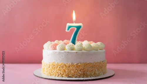 7 year Birthday cake With One Candle  