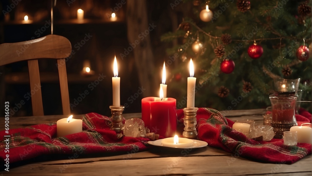 christmas tree with candles. Generative AI christmas tree with candles. Generative AI