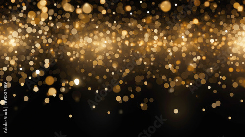 gold confetti with small yellow circles on a black background © Aimee