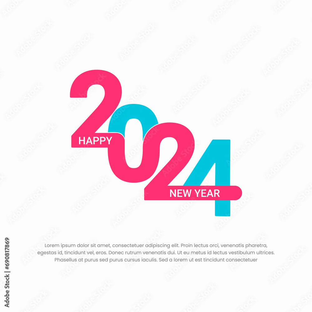 2024 new year custom number logo design with pink and blue 2024 new year custom number logo design with pink and blue