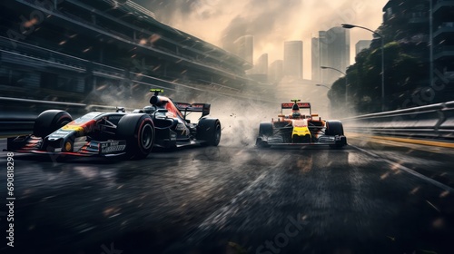 Formula1 Cars Race and Competing