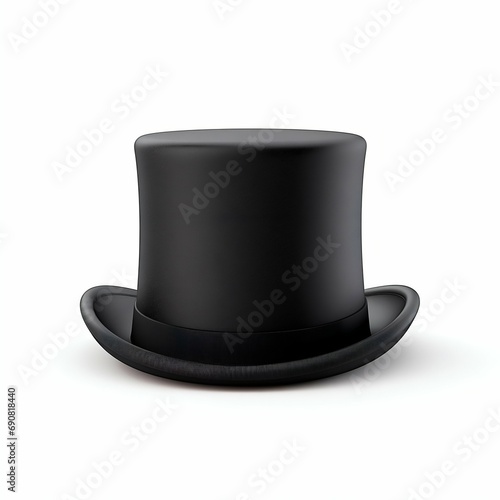 Elegant Black Top Hat Isolated on White Background. Generative ai