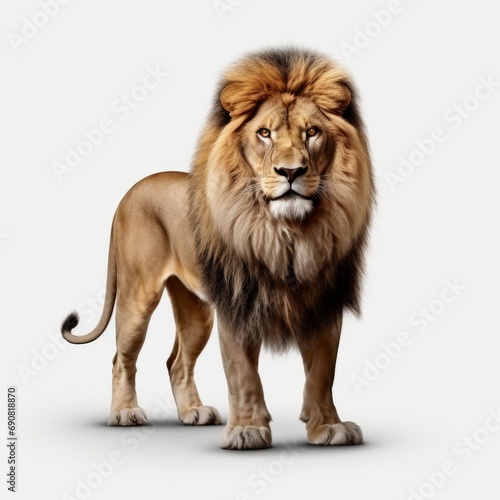 a lion, white background, photography
