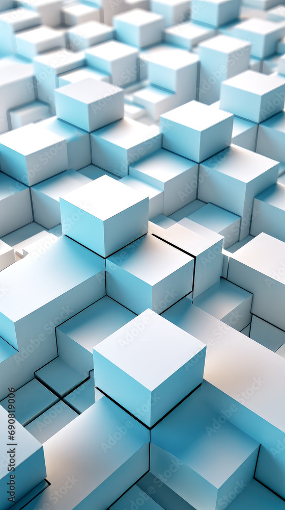 abstract blue cubes pattern wallpaper, generative ai abstract blue cubes pattern wallpaper, generative ai
