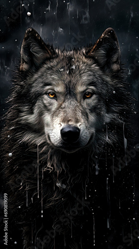 dire wolf in the forest, generativea ai © John