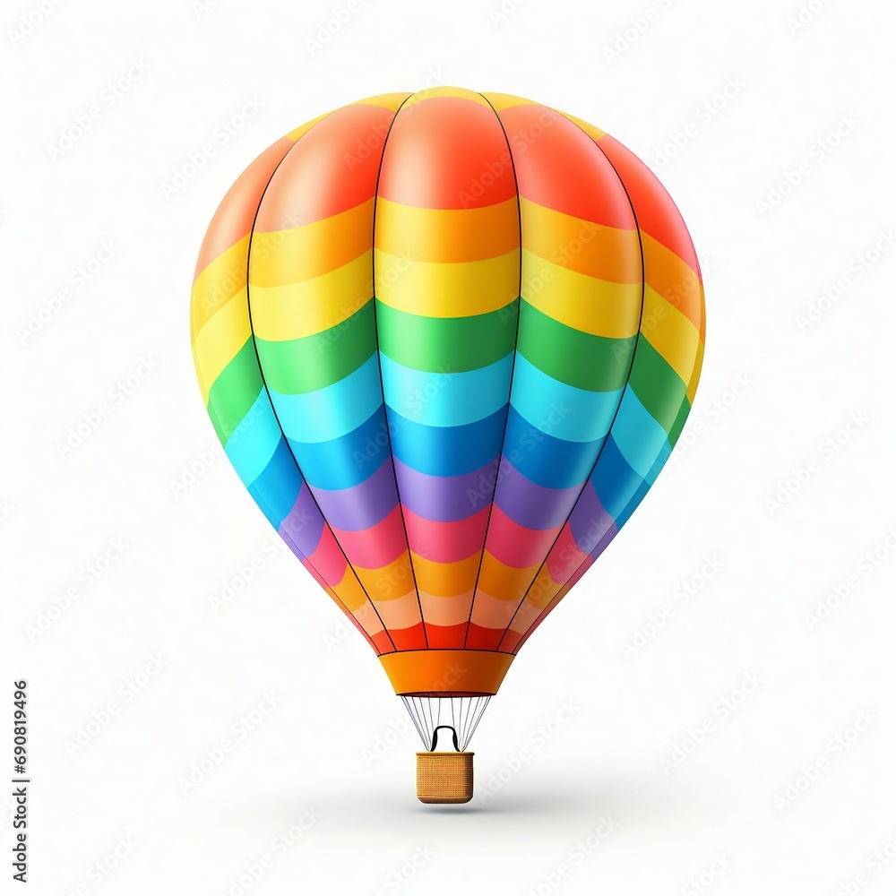 Fototapeta premium Vibrant Hot Air Balloon on White Backdrop. Generative ai